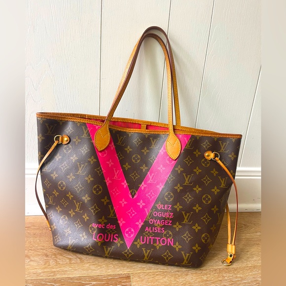 Beautiful authentic Louis Vuitton neverfull pink v limited edition! - Picture 1 of 11